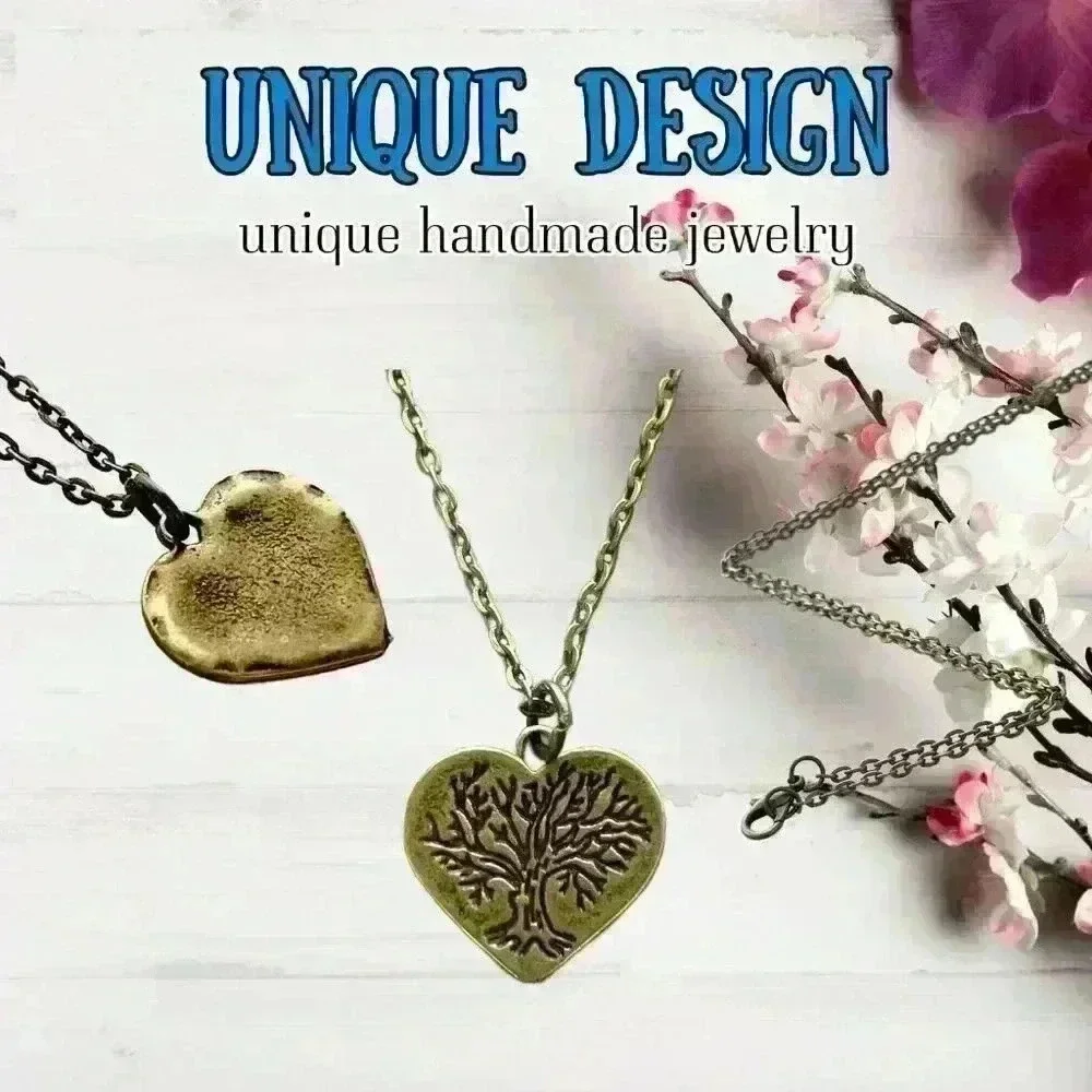 Tree of life necklace quirky heart jewelry - Picture 2 of 10